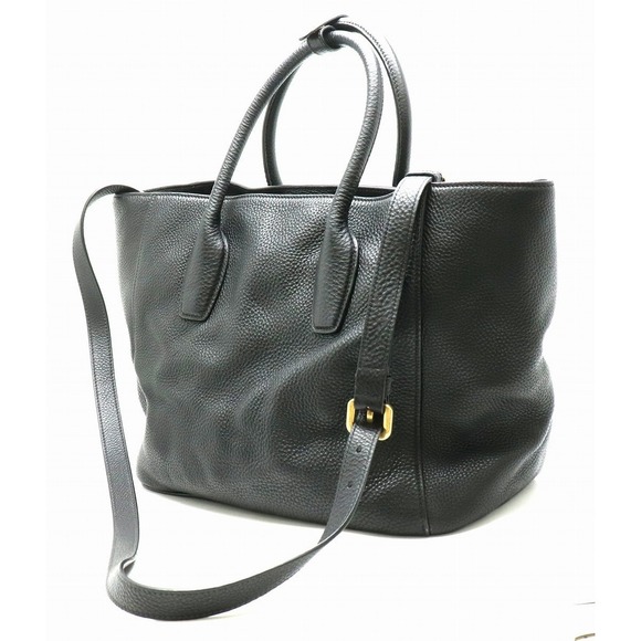 Prada Leather Crossbody 2WAY Handbag Black - Picture 1 of 8